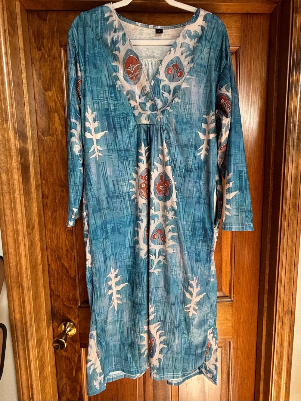 Women's Summer Boho Smocked Long Sleeve Maxi Dress Cute Floral Casual Loose - Picture 4 of 5